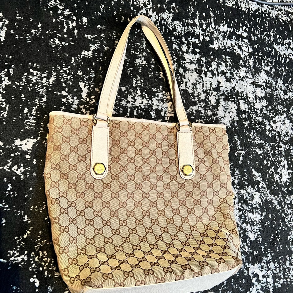 Gucci Beige and Brown Monogram Tote